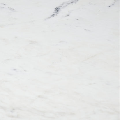 Larkin 48" Oval White Marble Top and Solid Wood Shelf w/ Black Metal Frame Coffee Table