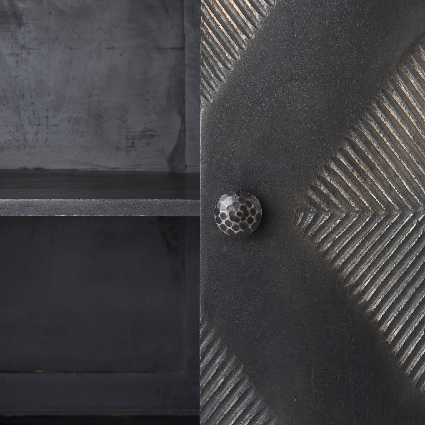 Hogarth I 72x15 Two-Tone Brown Solid Wood Base Silver Frame 4 Cabinet Sideboard