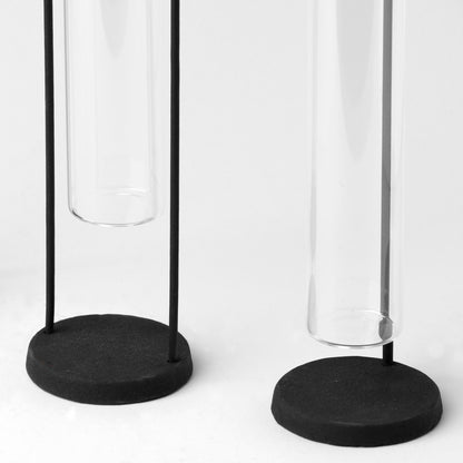 Beeker Set Of Three Black Metal Test Tube Style Vases