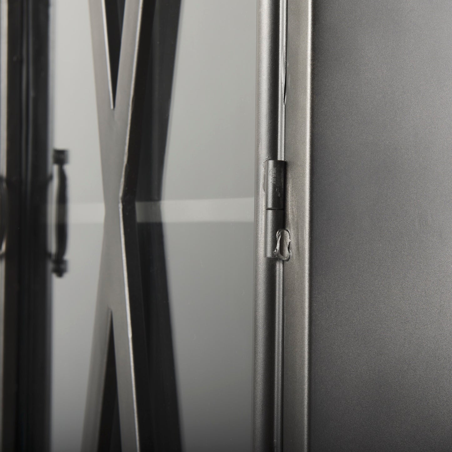 Poppy II 73.8" H Black Metal With Glass Door Display Cabinet