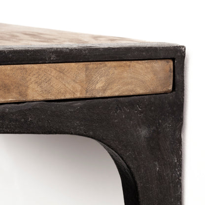 Dion II 36.0L x 10.8W x 10.5H Brown Wood W/Black Metal Wall Shelf