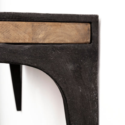 Dion II 36.0L x 10.8W x 10.5H Brown Wood W/Black Metal Wall Shelf