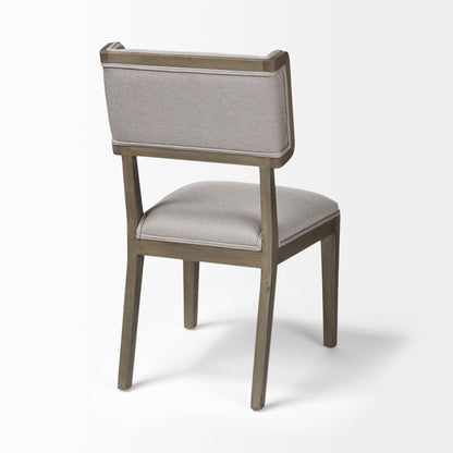 Tenton II Grey Fabric Seat Brown Wood Frame Dining Chair