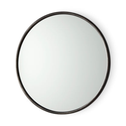 Piper 35.8L x 1.0W x 35.8H Small Black Metal Round Wall Mirror
