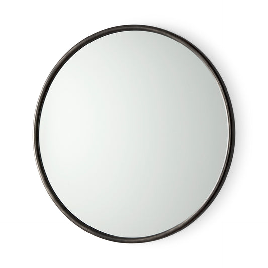 Piper 35.8L x 1.0W x 35.8H Small Black Metal Round Wall Mirror