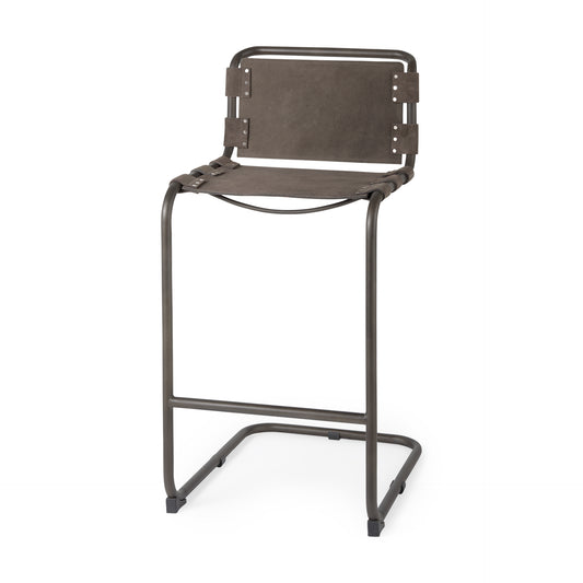 Berbick 43" Total Height Brown/Gray Suede w/ Iron Frame Bar Stool