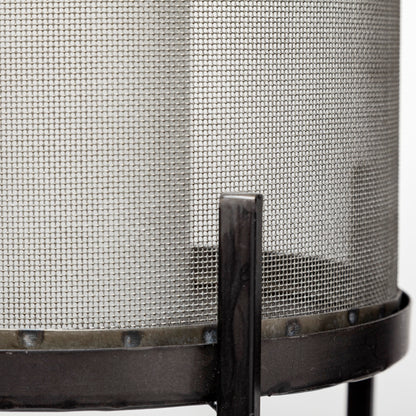 Steen Set of Two Black Meshed Metal Candle Holder Lanterns