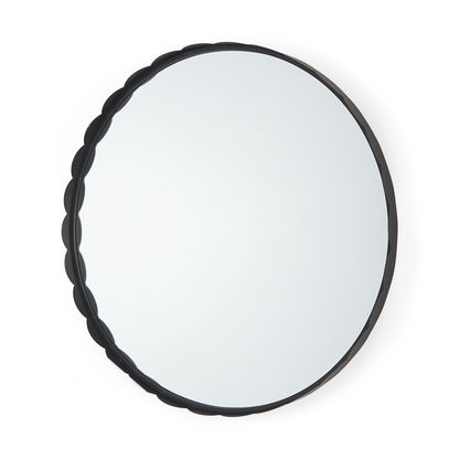 Adelaide 29.7"Black Metal Scallop Edge Round Mirror