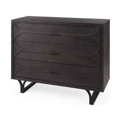 Giselle I 40L x 16W Dark Brown Fir Veneer 3 Drawer Accent Cabinet