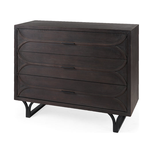 Giselle I 40L x 16W Dark Brown Fir Veneer 3 Drawer Accent Cabinet