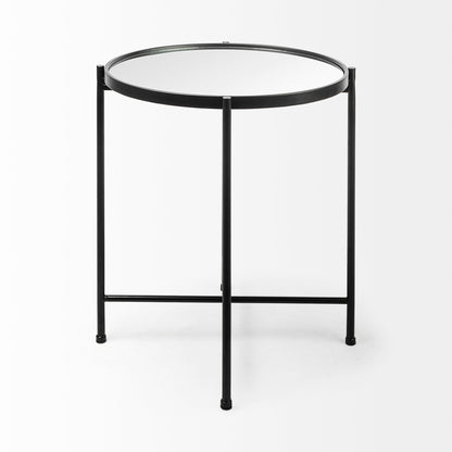 Samantha (Small) Black Mirror Top Accent Table
