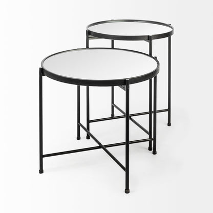 Samantha (Small) Black Mirror Top Accent Table