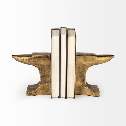 Anvilia (Set of 2) 12L x 3W Gold Anvil Shaped Bookends