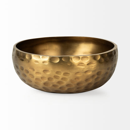 Karmel 12L x 12W Gold Hammered Aluminum Bowl
