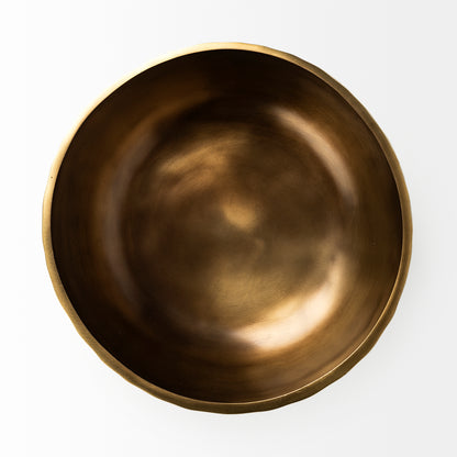 Karmel 12L x 12W Gold Hammered Aluminum Bowl