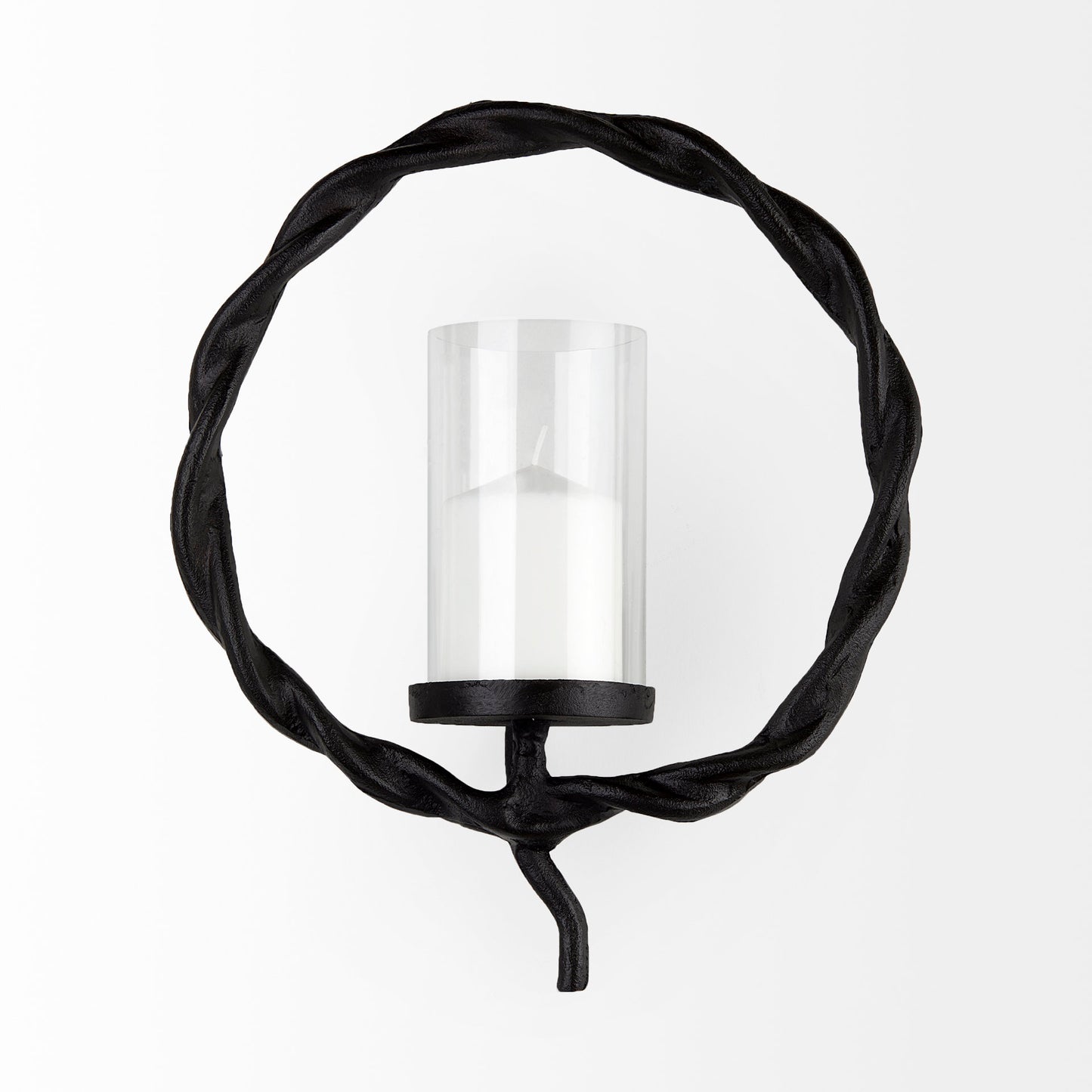 Rizwan 12.0L x 14.0W x 4.5H Black Aluminum Braided Circular Candle Holder