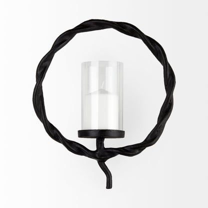 Rizwan 12.0L x 14.0W x 4.5H Black Aluminum Braided Circular Candle Holder