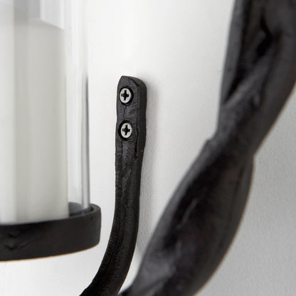 Rizwan 12.0L x 14.0W x 4.5H Black Aluminum Braided Circular Candle Holder