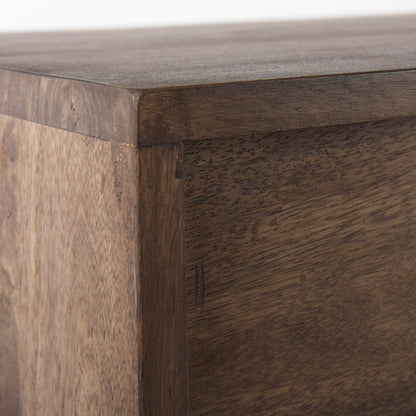 Glenn 38L x 16W x 30H Dark Brown Wood w/ Black Iron Frame, 2 Door Accent Cabinet