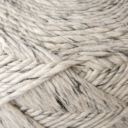 Esfera 17.7L x 15.7W x 15.7H Beige Chevron Woven Round Pouf