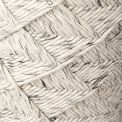 Esfera 17.7L x 15.7W x 15.7H Beige Chevron Woven Round Pouf