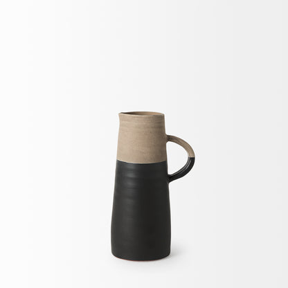 Garand Small 13H Two-Toned Black/Natural Ceramic Jug