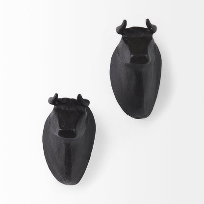Taurus IV (Set of 2) Black Cast Aluminum Bull Wall Decor