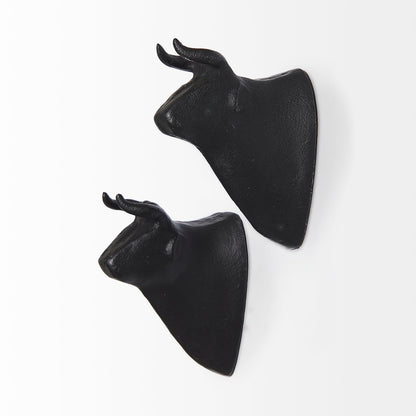Taurus IV (Set of 2) Black Cast Aluminum Bull Wall Decor