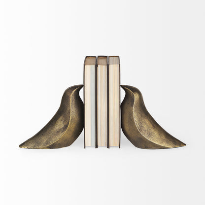 Dover (Set of 2) 15L x 4W Gold Aluminum Dove Bookends