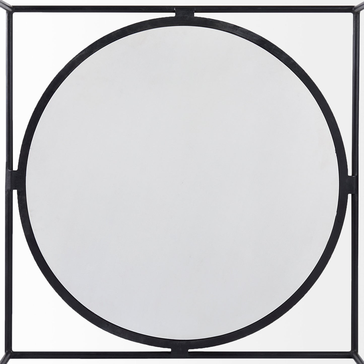 Austen 36L x 36W x 14.5H Round White Marble Top W/ Black Metal Frame Coffee Table