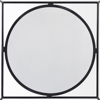 Austen 36L x 36W x 14.5H Round White Marble Top W/ Black Metal Frame Coffee Table