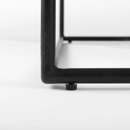 Austen 36L x 36W x 14.5H Round White Marble Top W/ Black Metal Frame Coffee Table