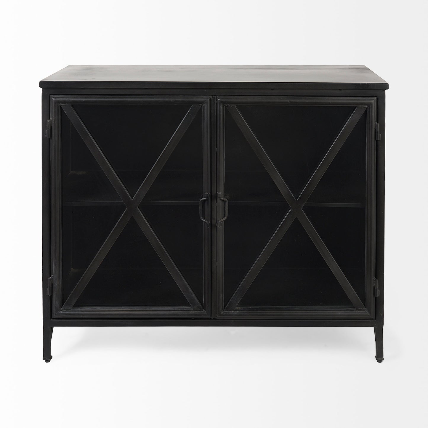 Poppy III 40L x 16W Black Metal With Glass Door Accent Cabinet
