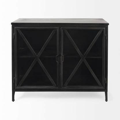 Poppy III 40L x 16W Black Metal With Glass Door Accent Cabinet