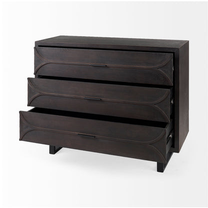 Giselle I 40L x 16W Dark Brown Fir Veneer 3 Drawer Accent Cabinet