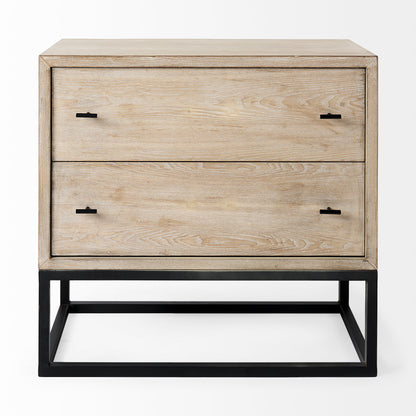 Ciara 32L x 16W Beige Fir Veneer 2 Drawer Accent Cabinet