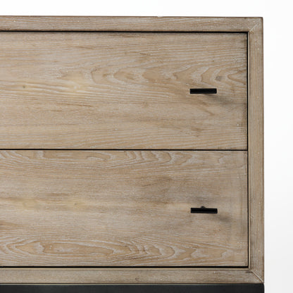 Ciara 32L x 16W Beige Fir Veneer 2 Drawer Accent Cabinet
