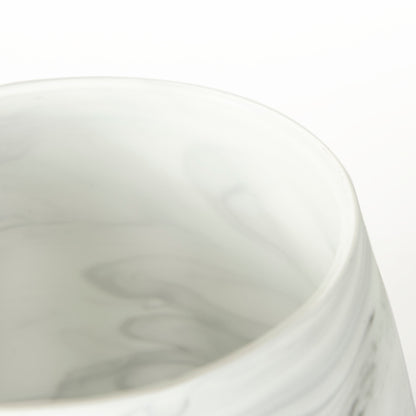 Volta I Short Gray Cream Glass Abstract Pattern Vase