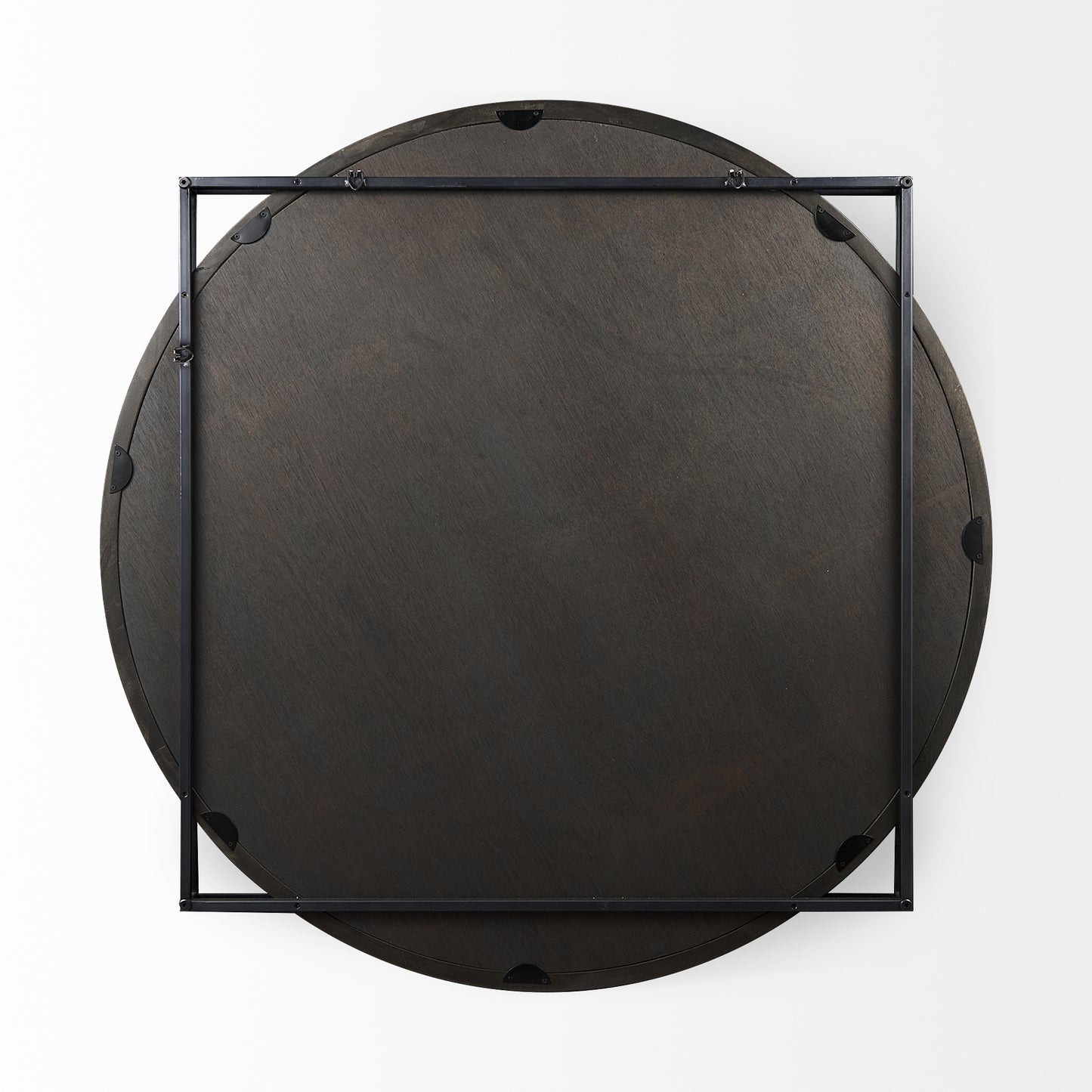 Norbert 46" Round-Square Black Wood/Metal Frame Mirror