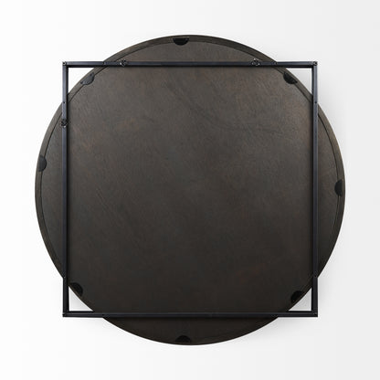 Norbert 46" Round-Square Black Wood/Metal Frame Mirror