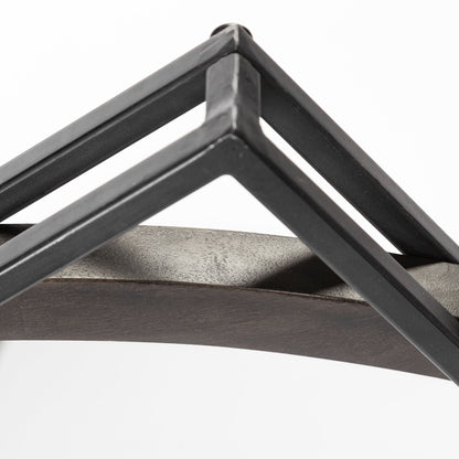 Norbert 46" Round-Square Black Wood/Metal Frame Mirror