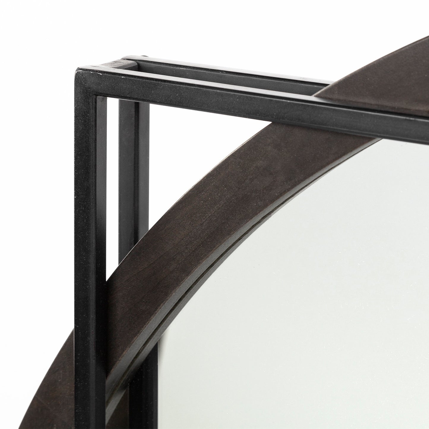 Norbert 46" Round-Square Black Wood/Metal Frame Mirror
