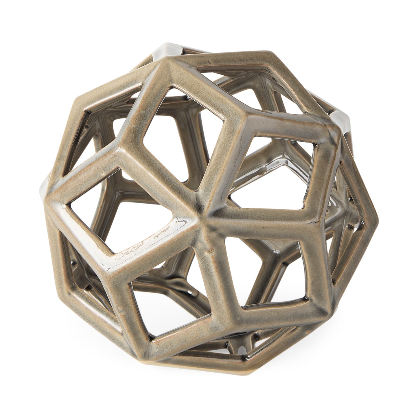 Geom 7.1L x 7.1W x 7.1H Tan Ceramic Geometric Object