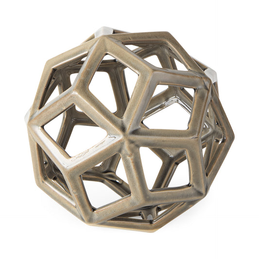 Geom 7.1L x 7.1W x 7.1H Tan Ceramic Geometric Object