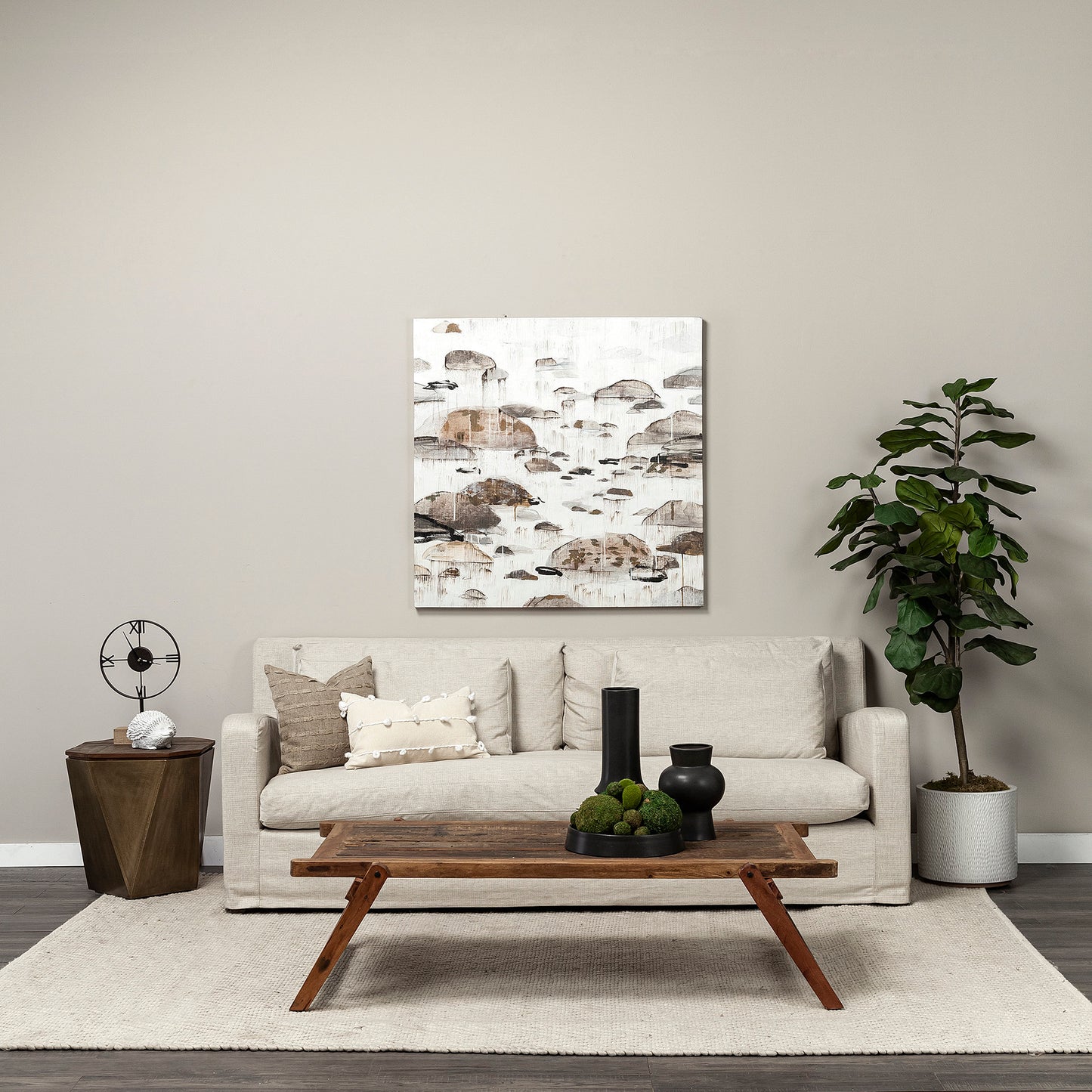 Oris Black Metal/Wood Open Frame Table Clock