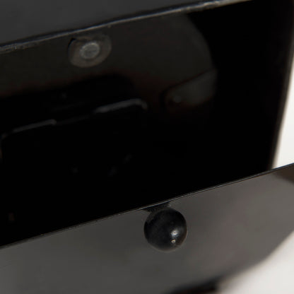 Karl 6.0L x 3.0W x 6.8H Rustic Black Iron Rounded Square Table Clock