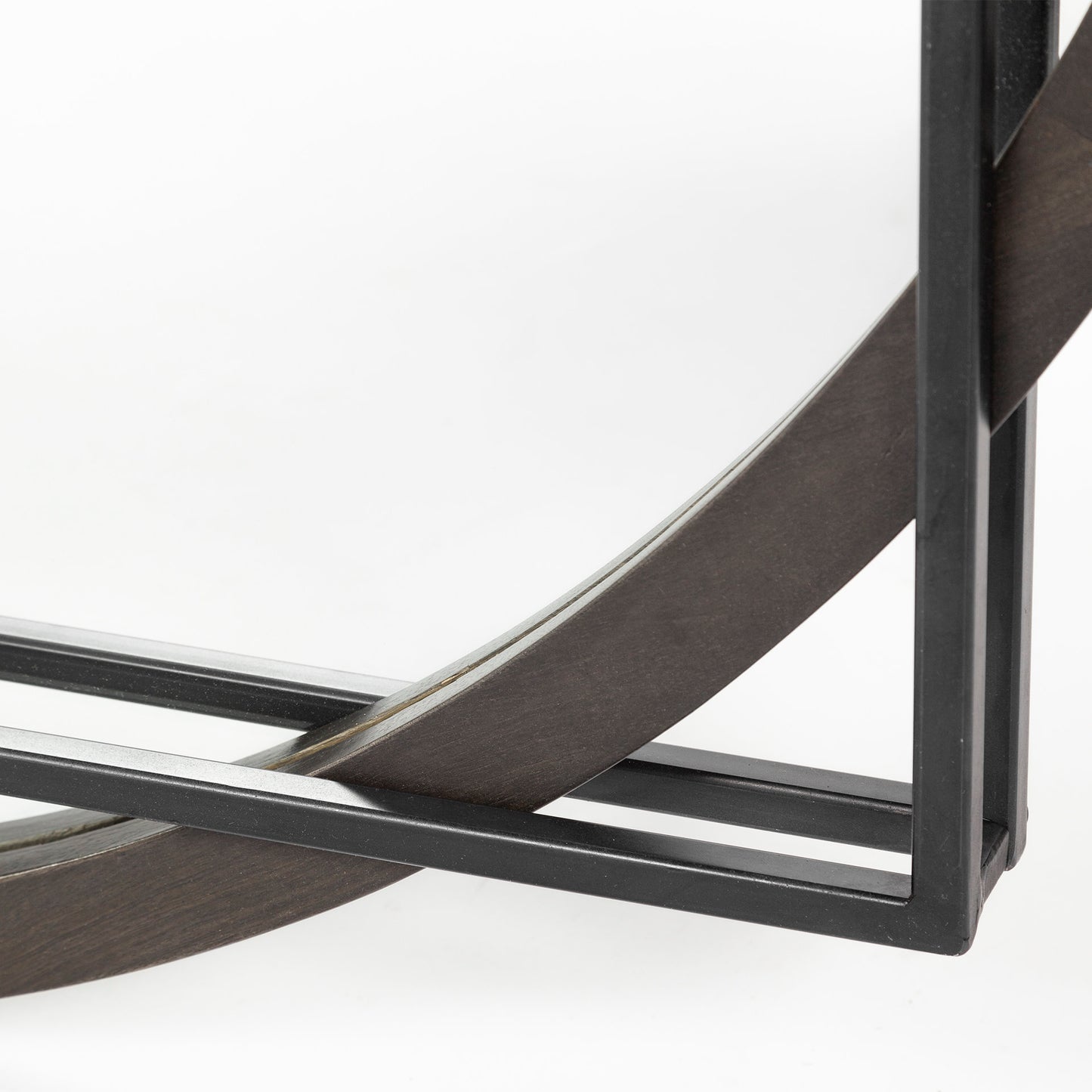 Norbert 46" Round-Square Black Wood/Metal Frame Mirror