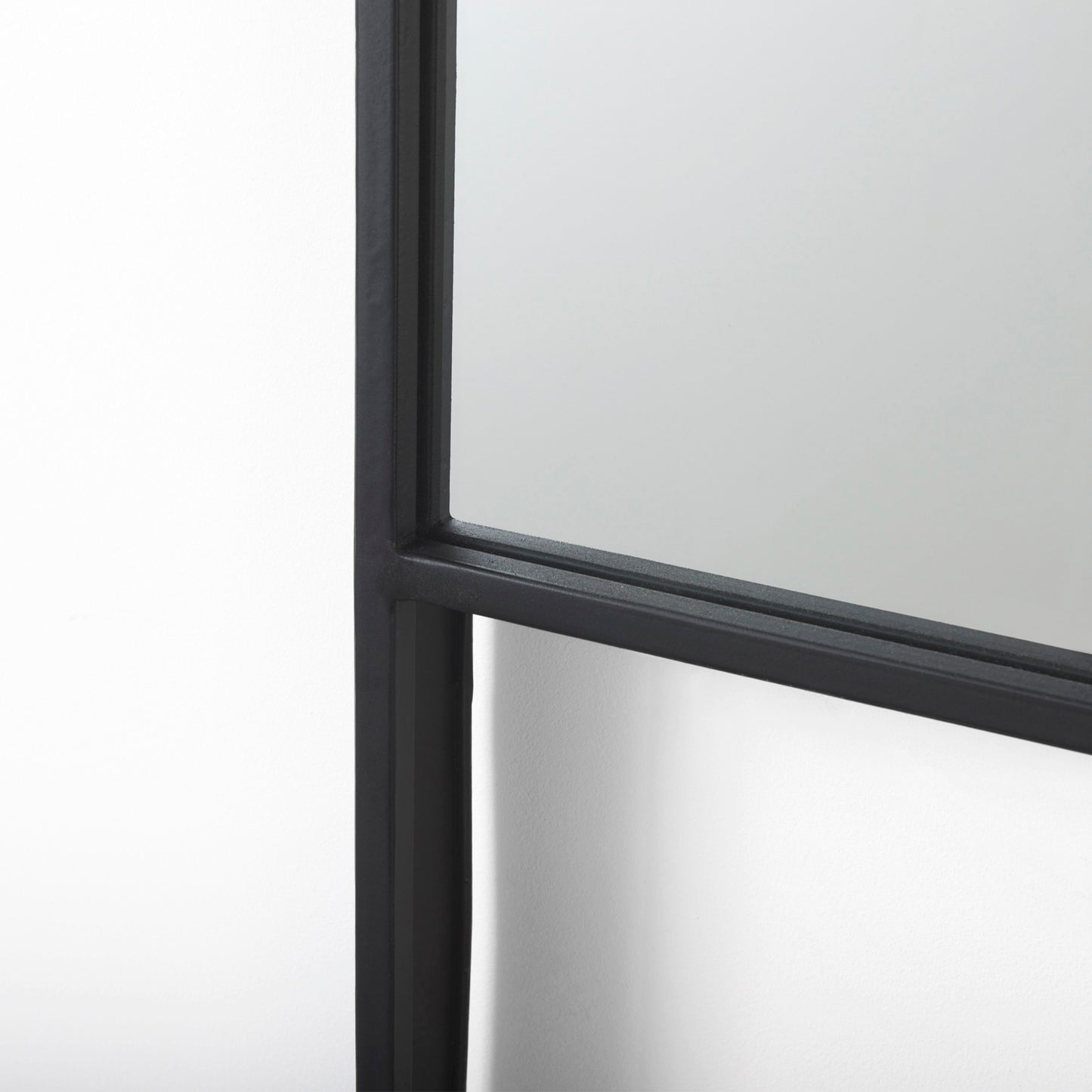 Cora 24.0L x 3.9W x 40.0H Black Metal Frame W/ Brown Wooden Shelf Arched Wall Mirror