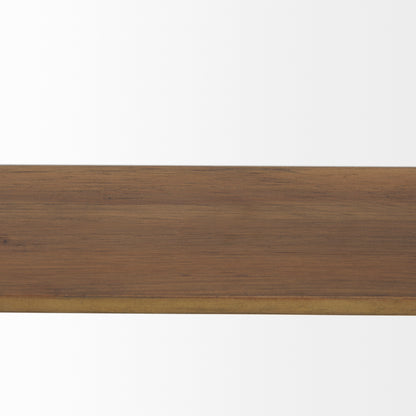 Cora 24.0L x 3.9W x 40.0H Black Metal Frame W/ Brown Wooden Shelf Arched Wall Mirror