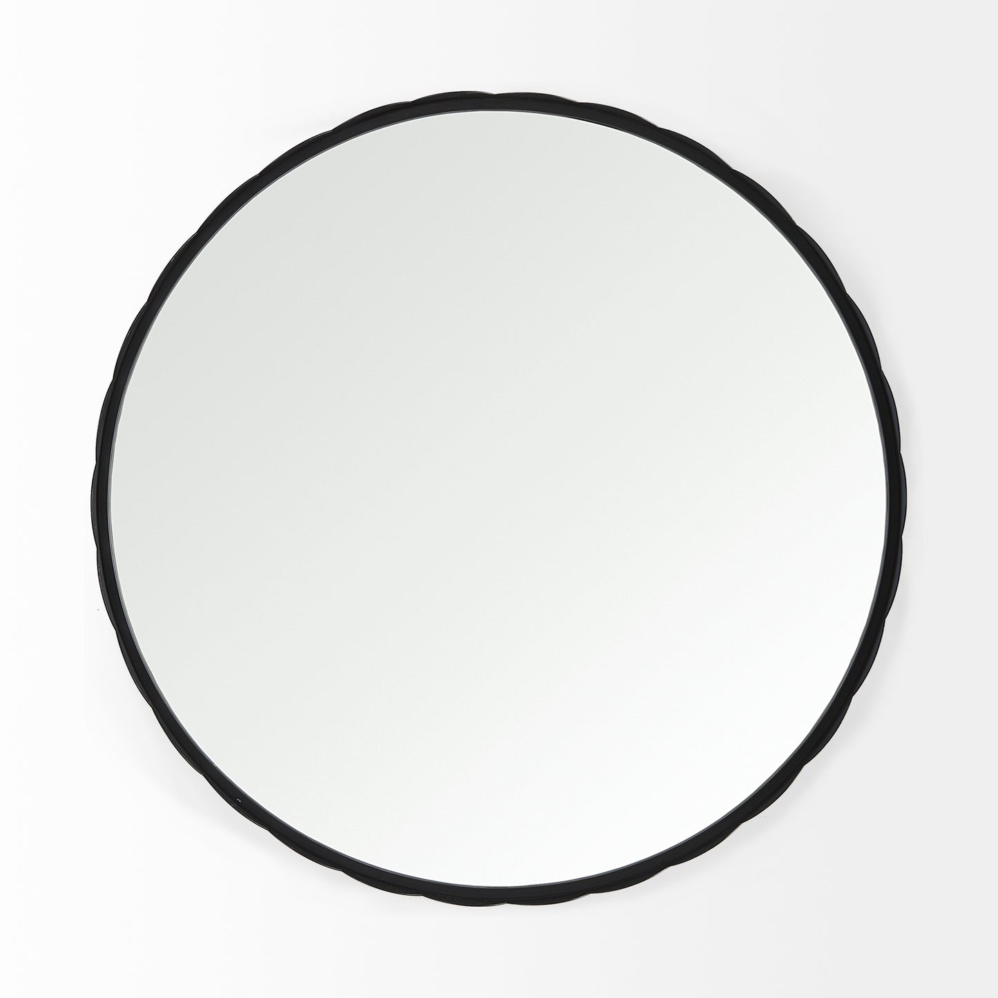 Adelaide 29.7"Black Metal Scallop Edge Round Mirror